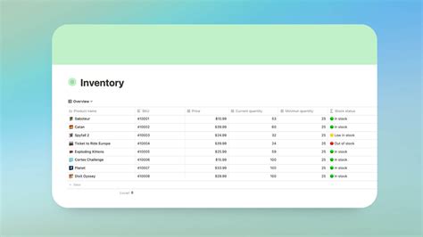 Notion Inventory Template